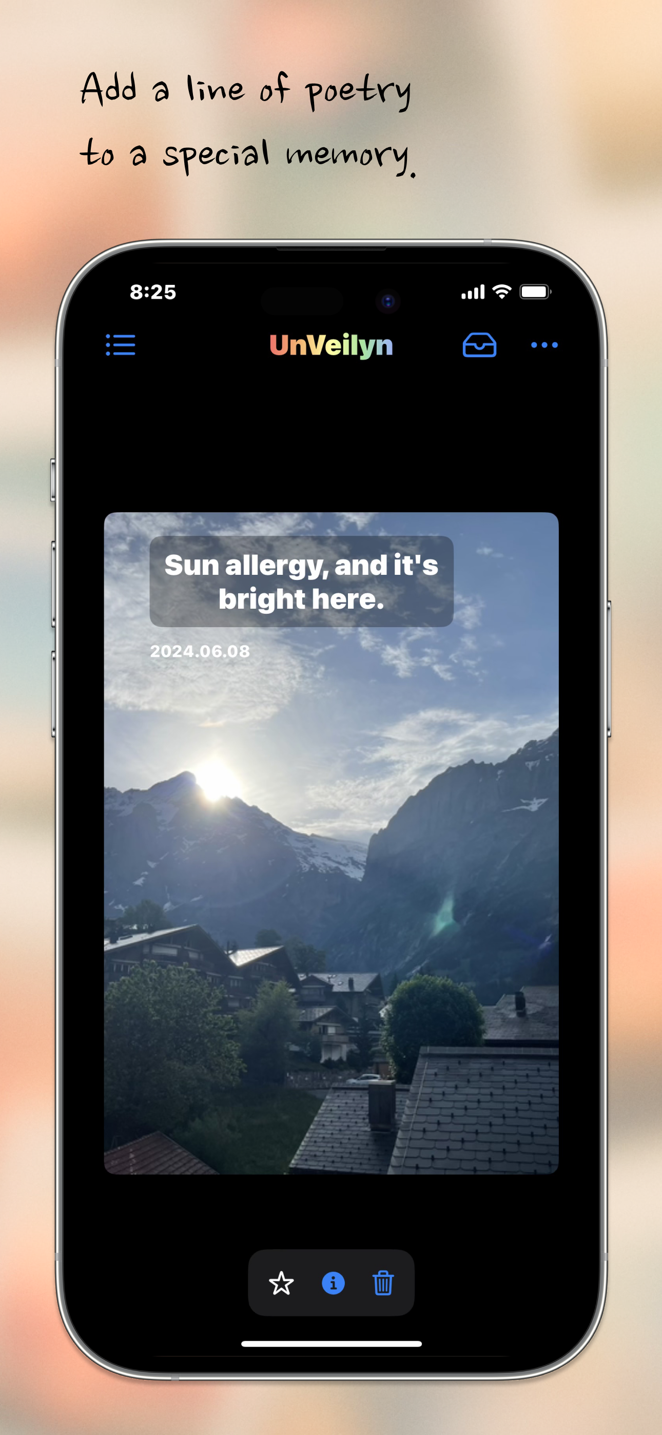 Screenshot of poetry and photo pairing feature